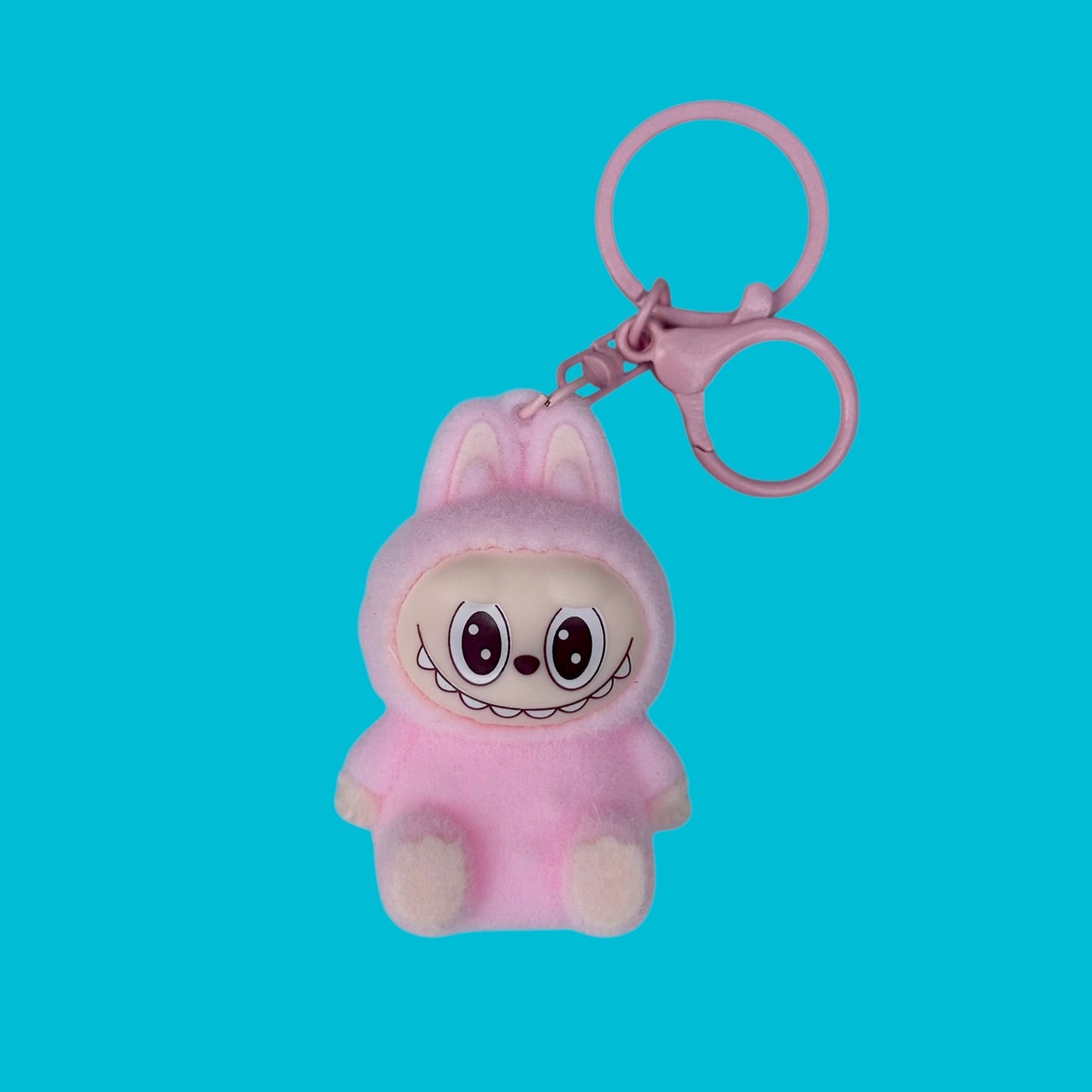Flocked Mini Labubu Key Chain