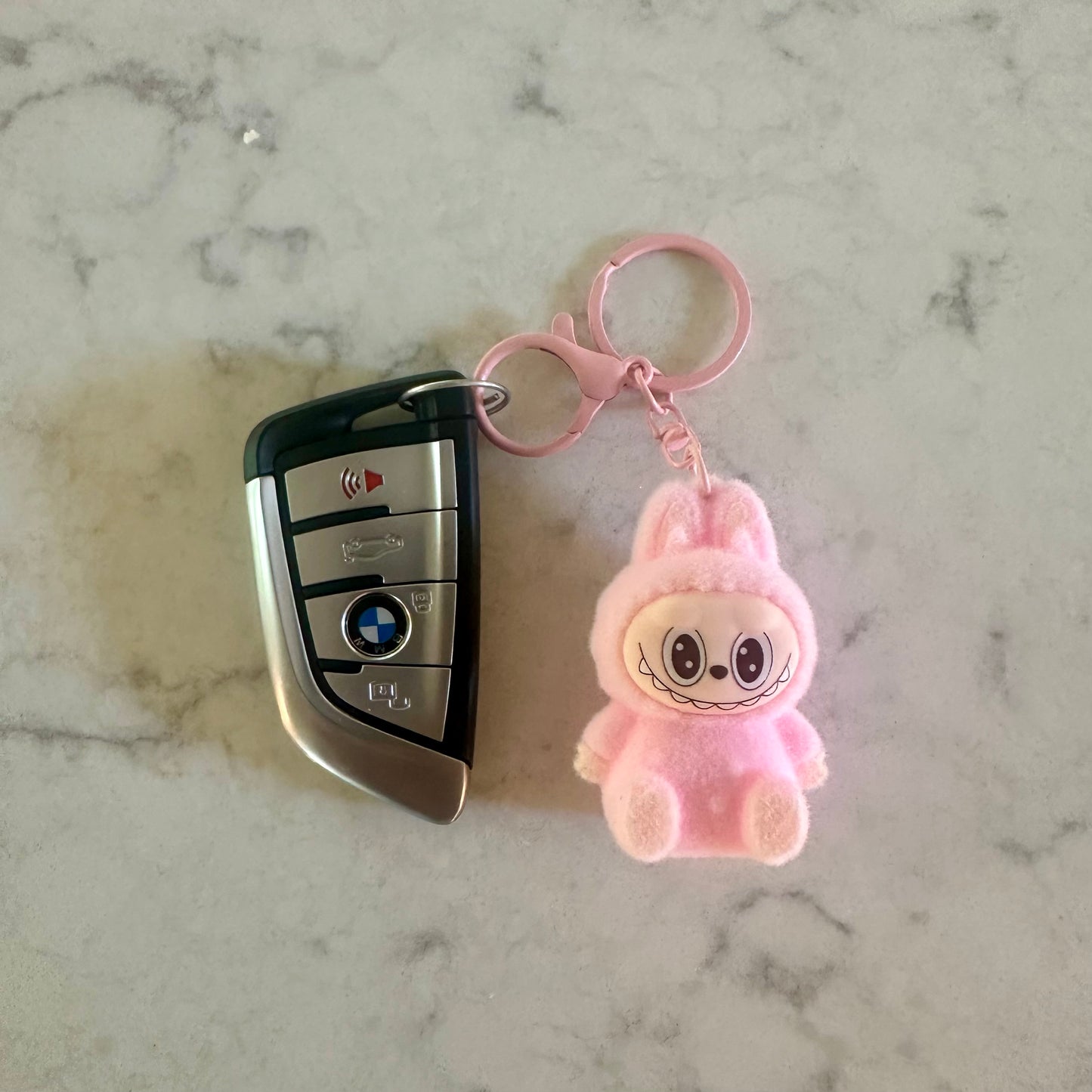 Flocked Mini Labubu Key Chain
