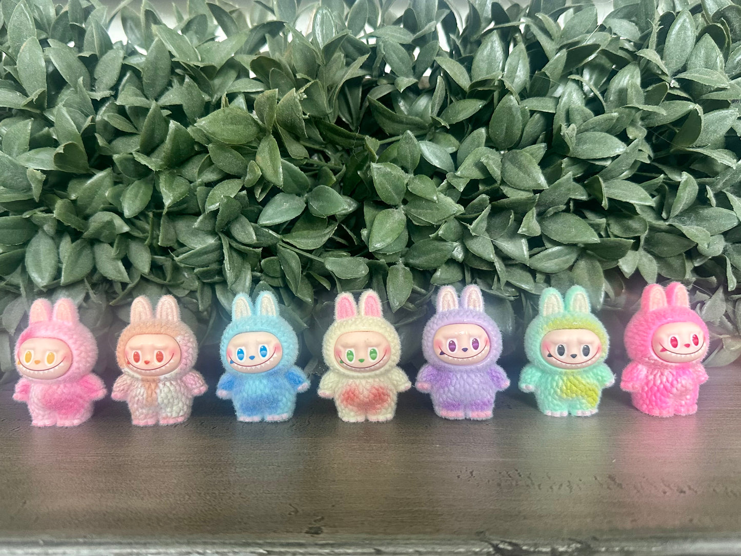 Flocked Standing Mini Labubu Figurines Colorful Collectible Desk Toys
