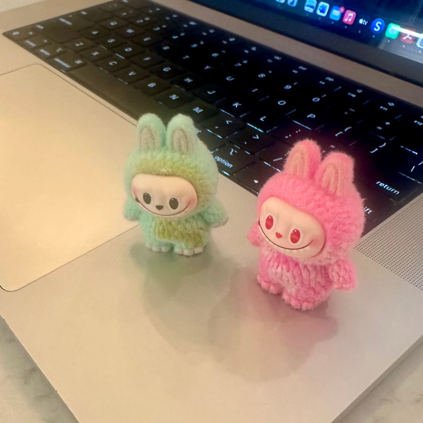 Flocked Standing Mini Labubu Figurines Colorful Collectible Desk Toys
