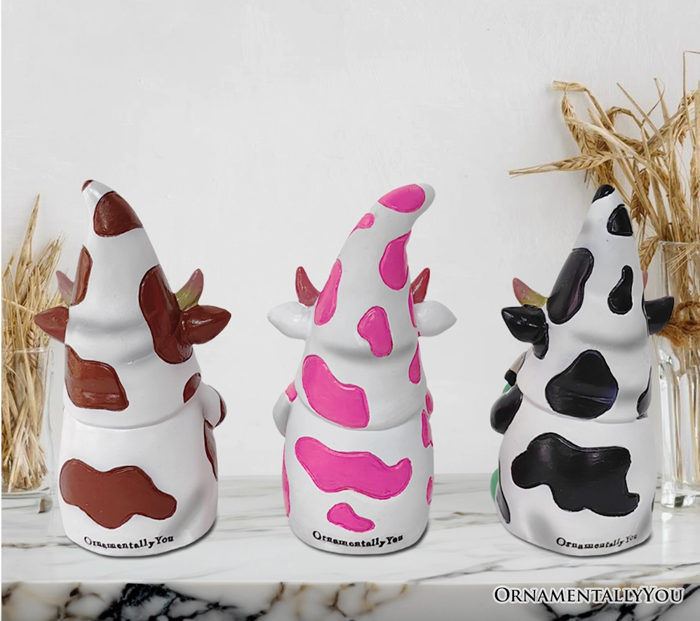 Endearing Cow Gnome Trio Mini Statue Set of Three