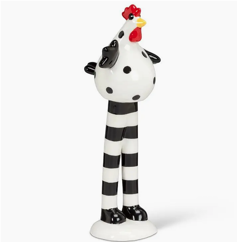 Dotted Chicken with Striped Legs-8.5"H