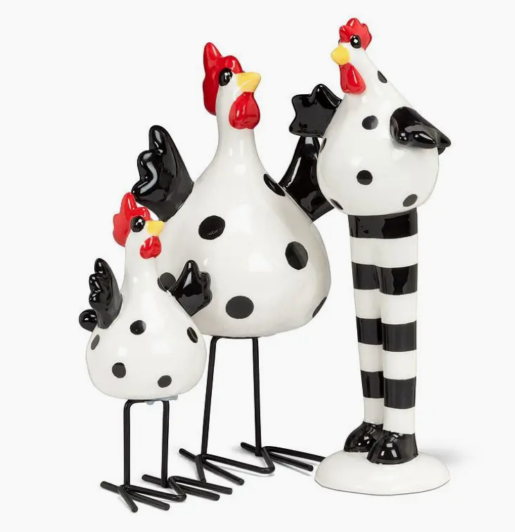 Medium Dotted Standing Chicken-8"H