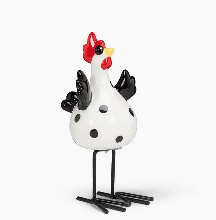 Small Dotted Standing Chicken-5.5"H