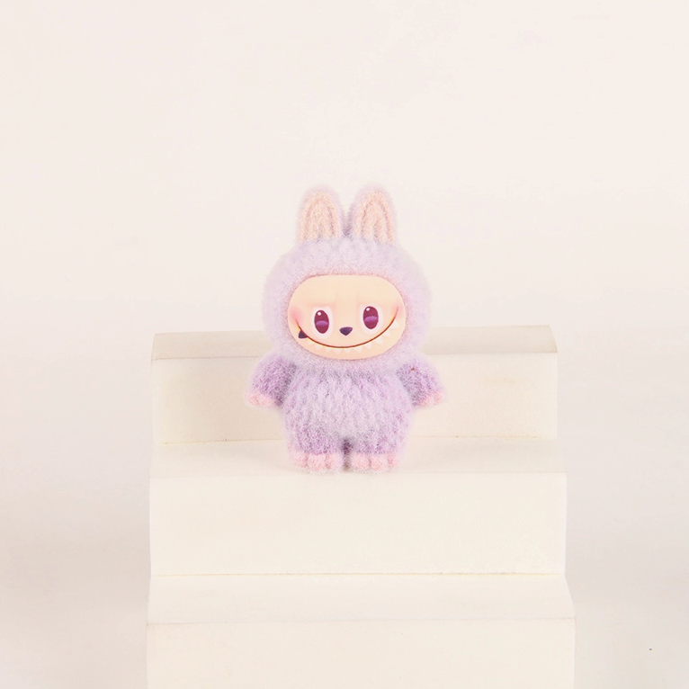 Flocked Standing Mini Labubu Figurines Colorful Collectible Desk Toys