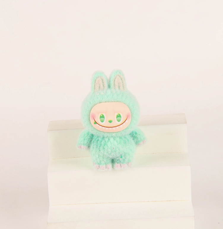 Flocked Standing Mini Labubu Figurines Colorful Collectible Desk Toys