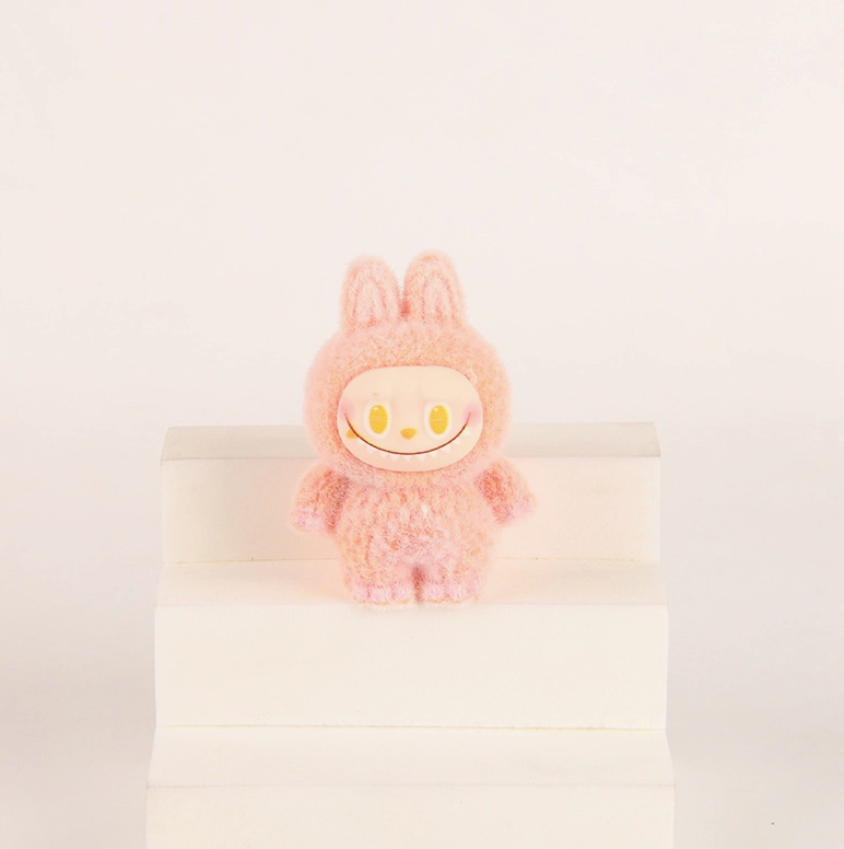 Flocked Standing Mini Labubu Figurines Colorful Collectible Desk Toys