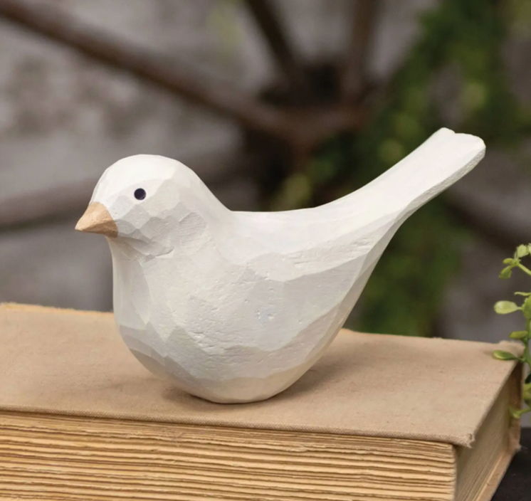 White Carved Bird Sitter (sold individually) Coming Soon