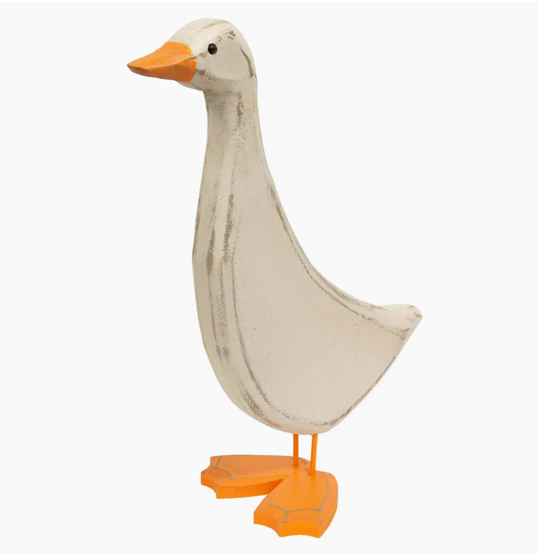 Distressed Carved Wooden Mama Duck - 13.75”H