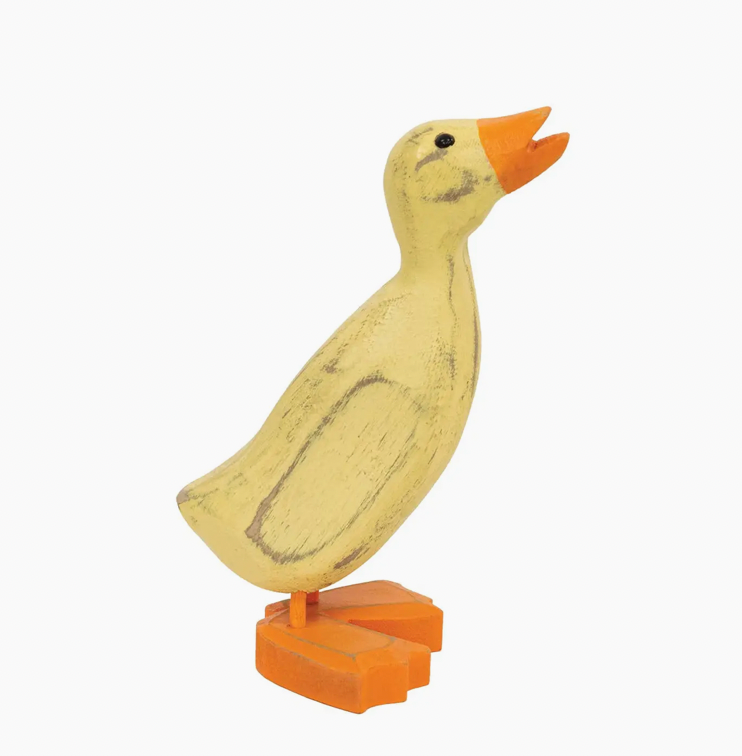 Distressed Carved Wooden Duckling - 6”H