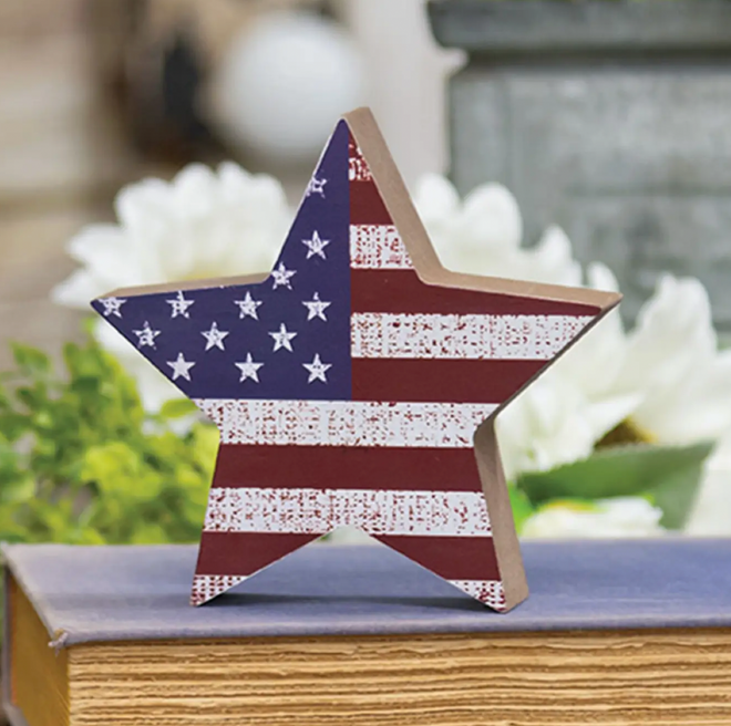 USA Flag Chunky Wooden Star