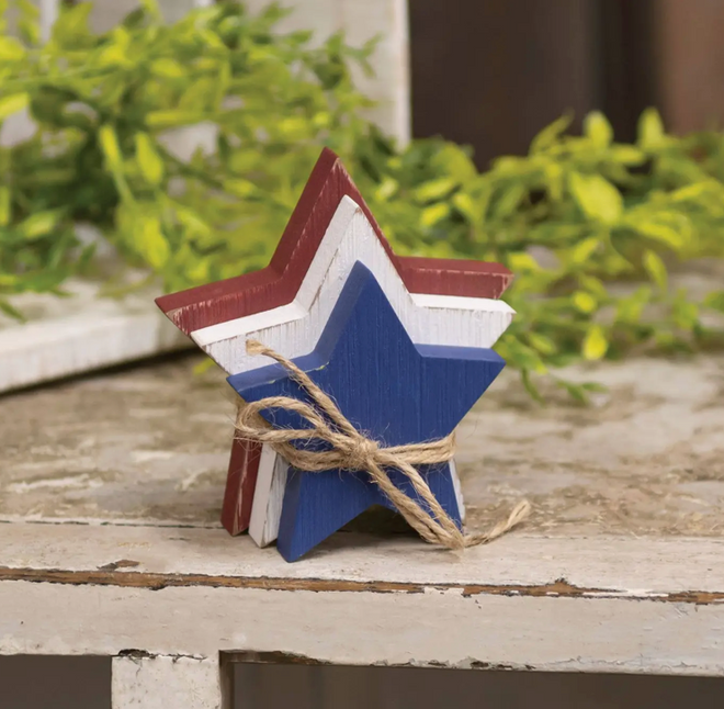 Wooden Red, White, & Blue Star Bundle - 3pc-Set