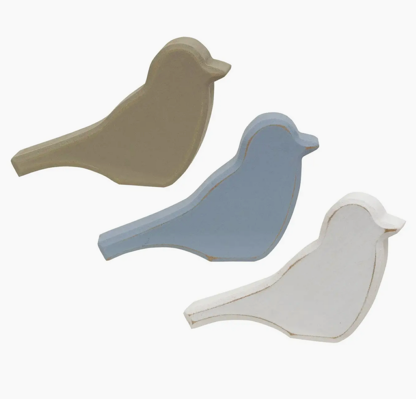 Distressed Chunky Wooden Spring Bird 3-pc Set