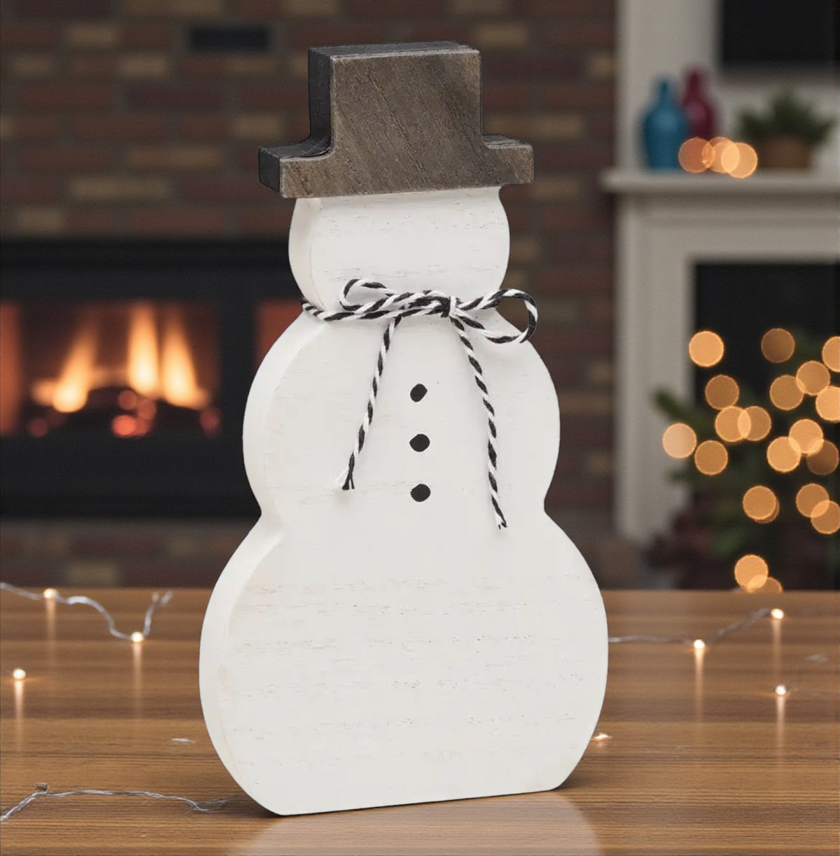 White Wash Snowman Christmas Cutout