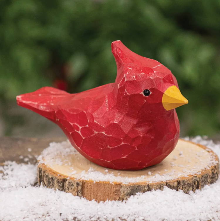 Wood Carved Cardinal Sitter (2 options) Sold Individually