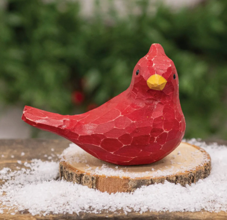 Wood Carved Cardinal Sitter (2 options) Sold Individually