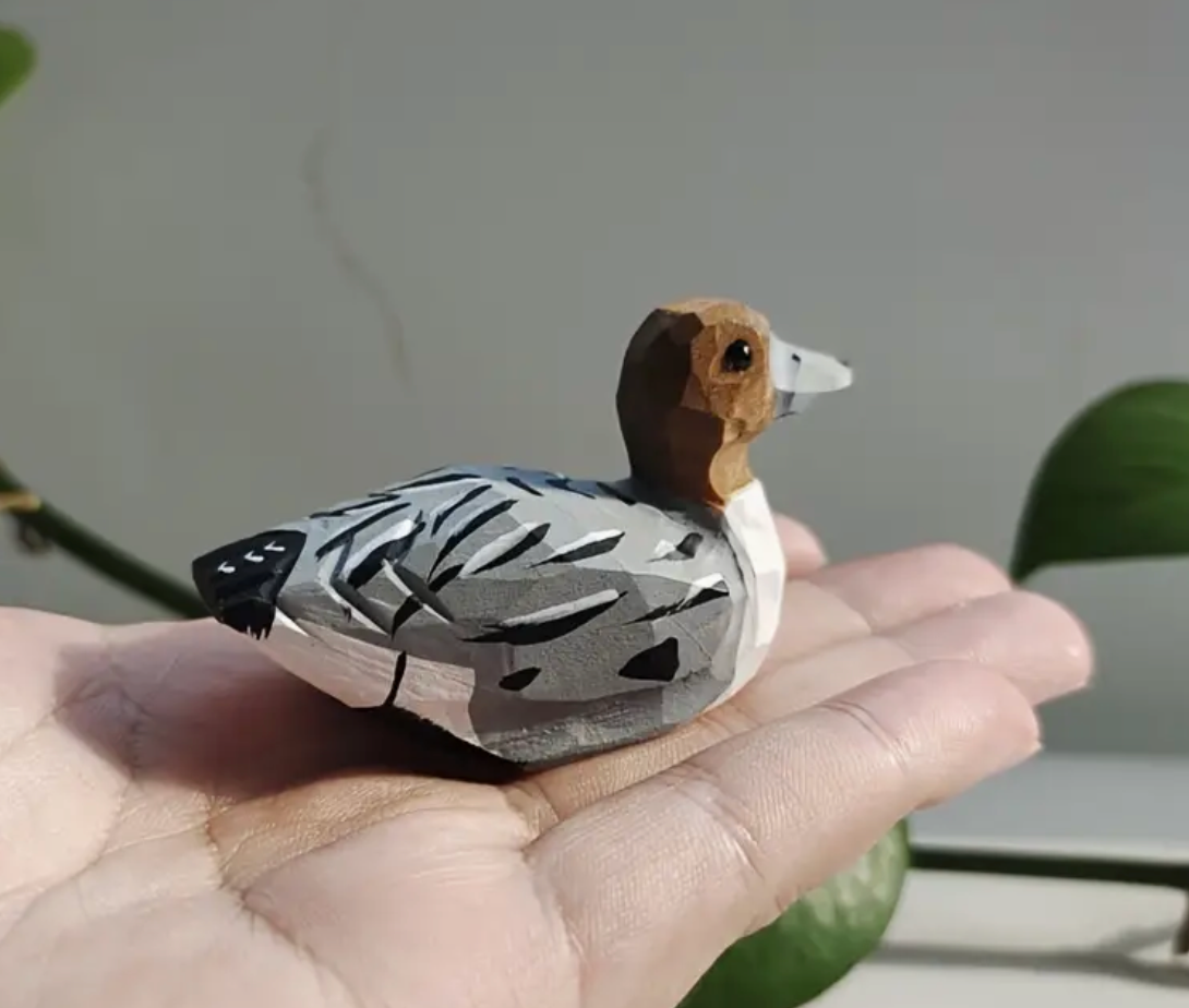 Hand Crafted Sitting Wooden Mallard