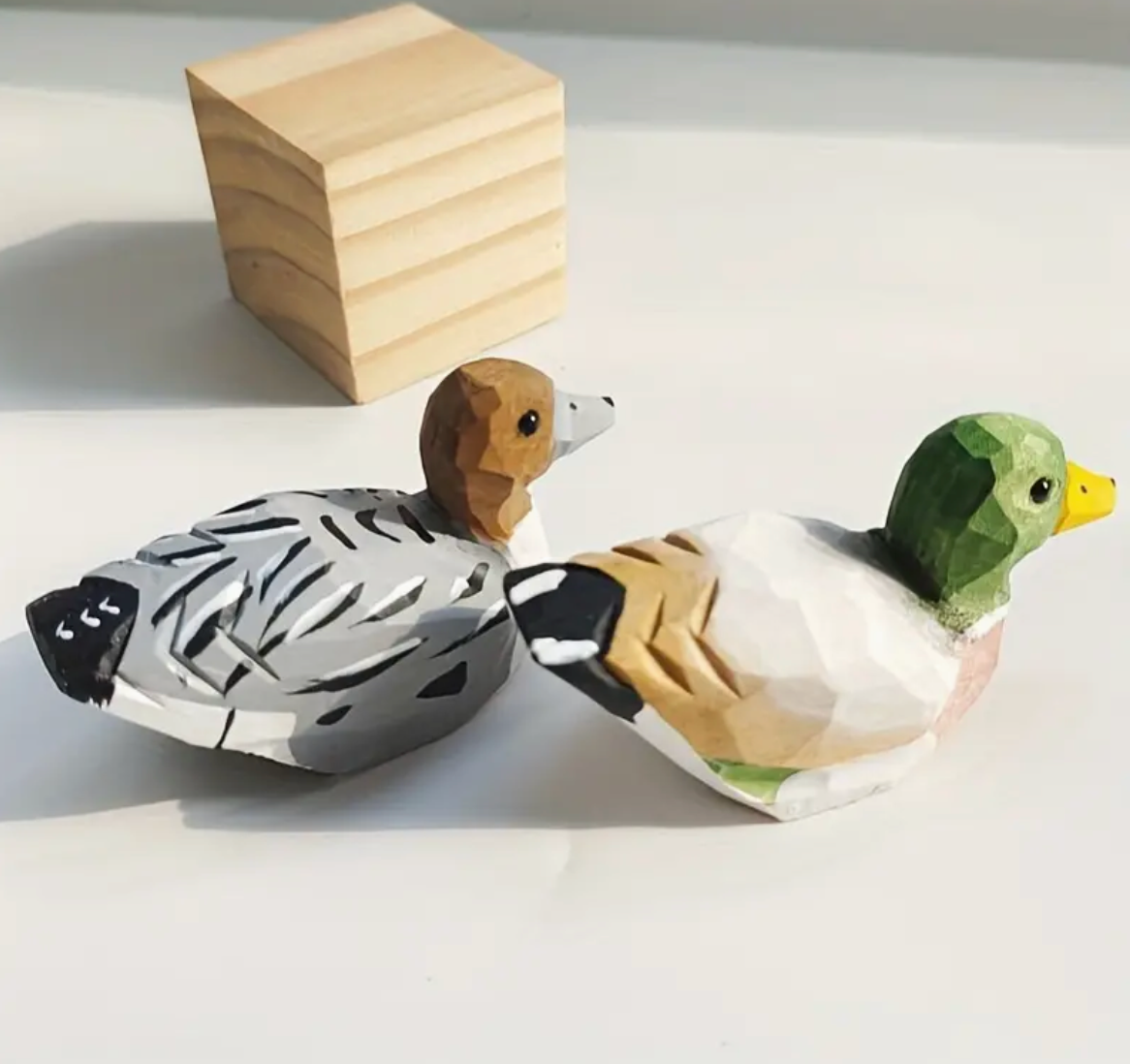 Hand Crafted Sitting Wooden Mallard