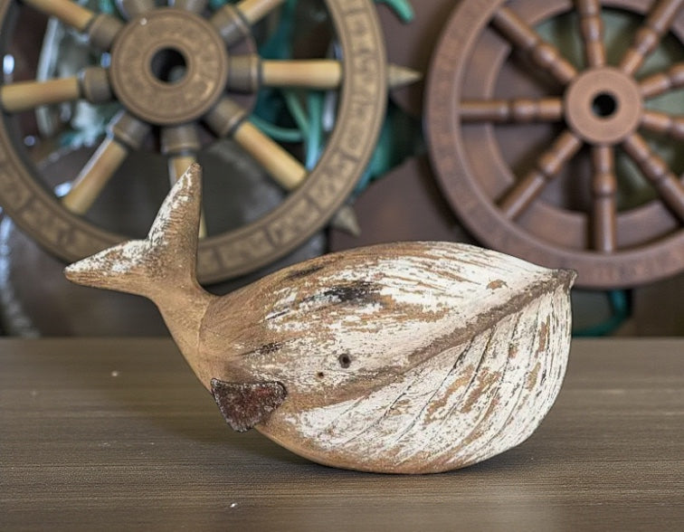 Medium Carved Whale - 9"L