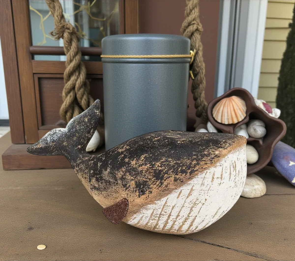 Large Carved Whale - 10"