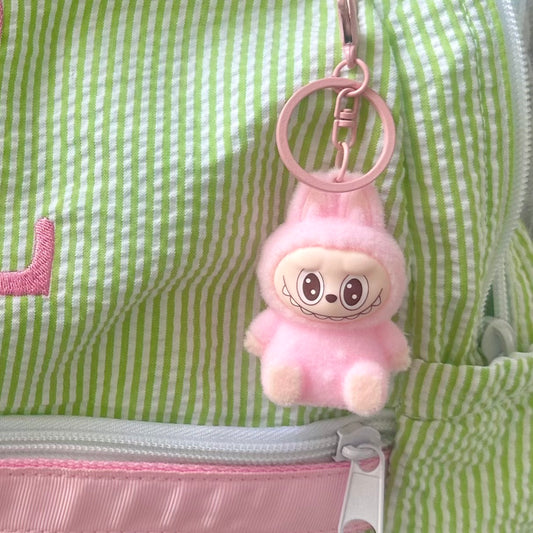 Flocked Mini Labubu Key Chain