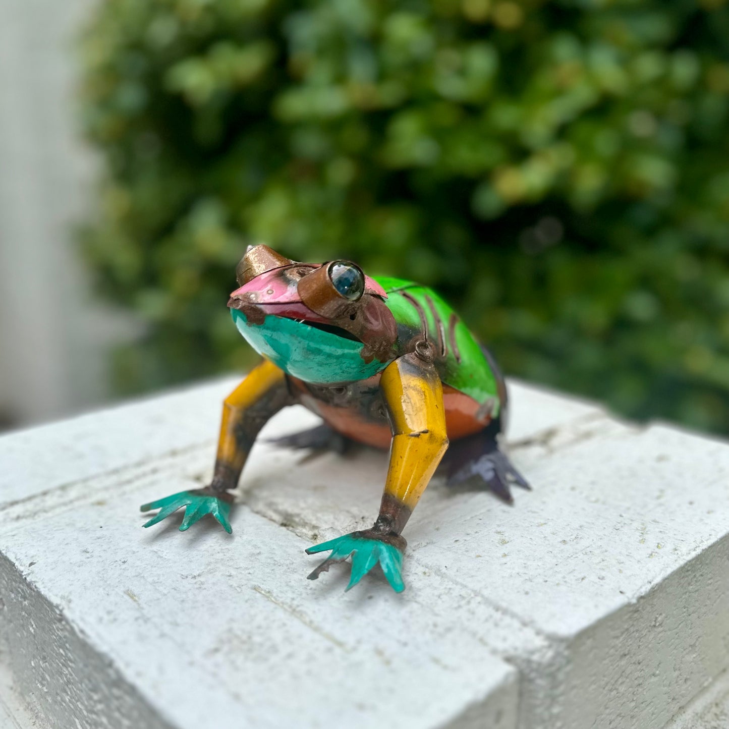 Colorful Metal Frog-Garden-Handmade-Yard Art