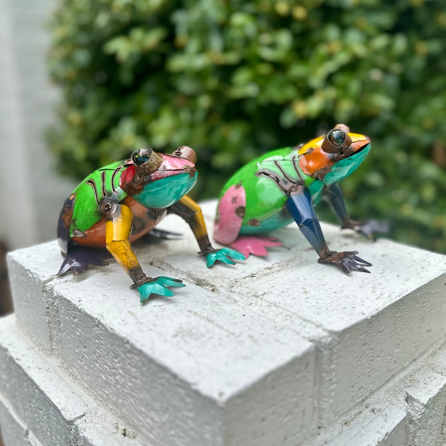 Colorful Metal Frog-Garden-Handmade-Yard Art