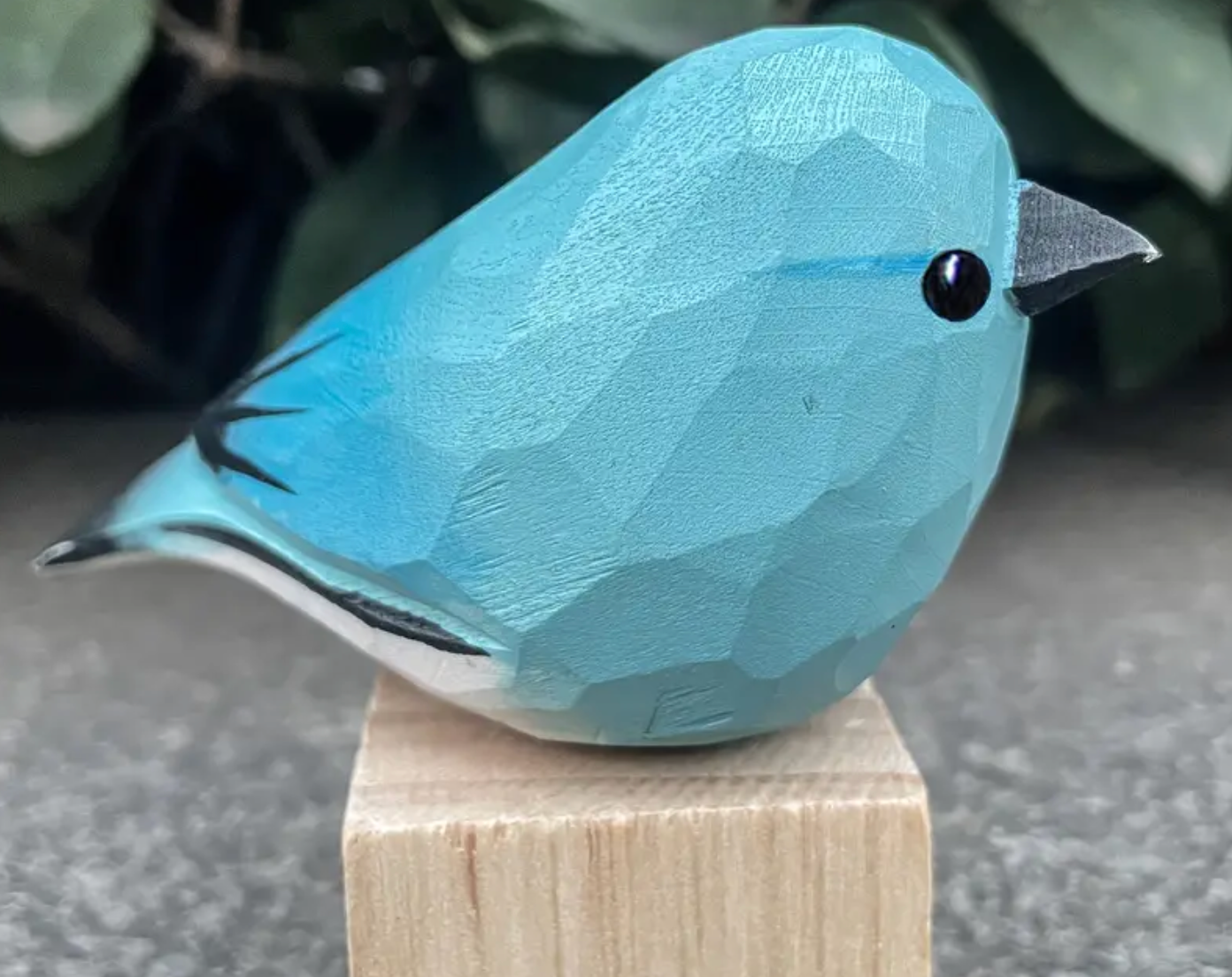 Hand Crafted Wooden Blue Robin