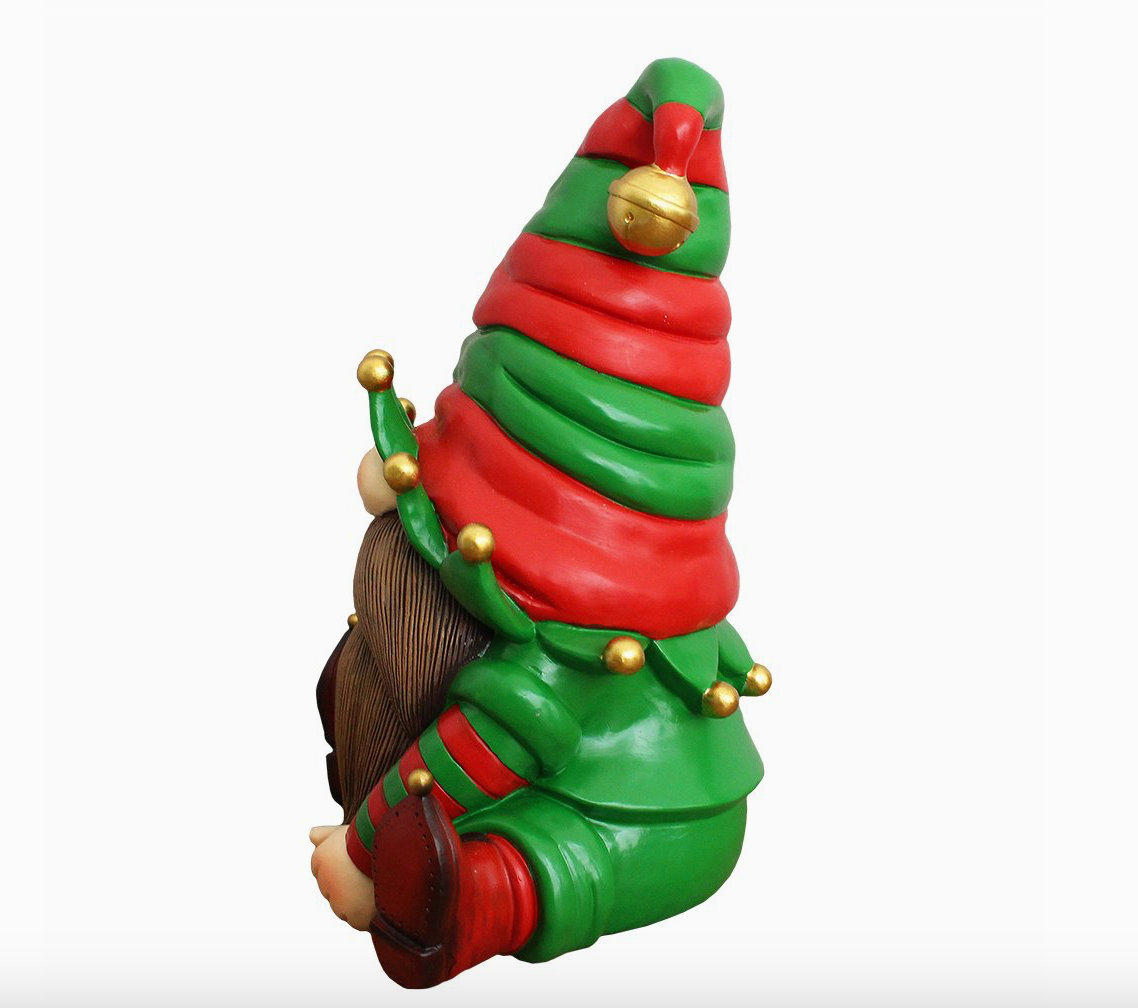 Cheerful Elf Gnome Festive Figurine 8" Garden Statue