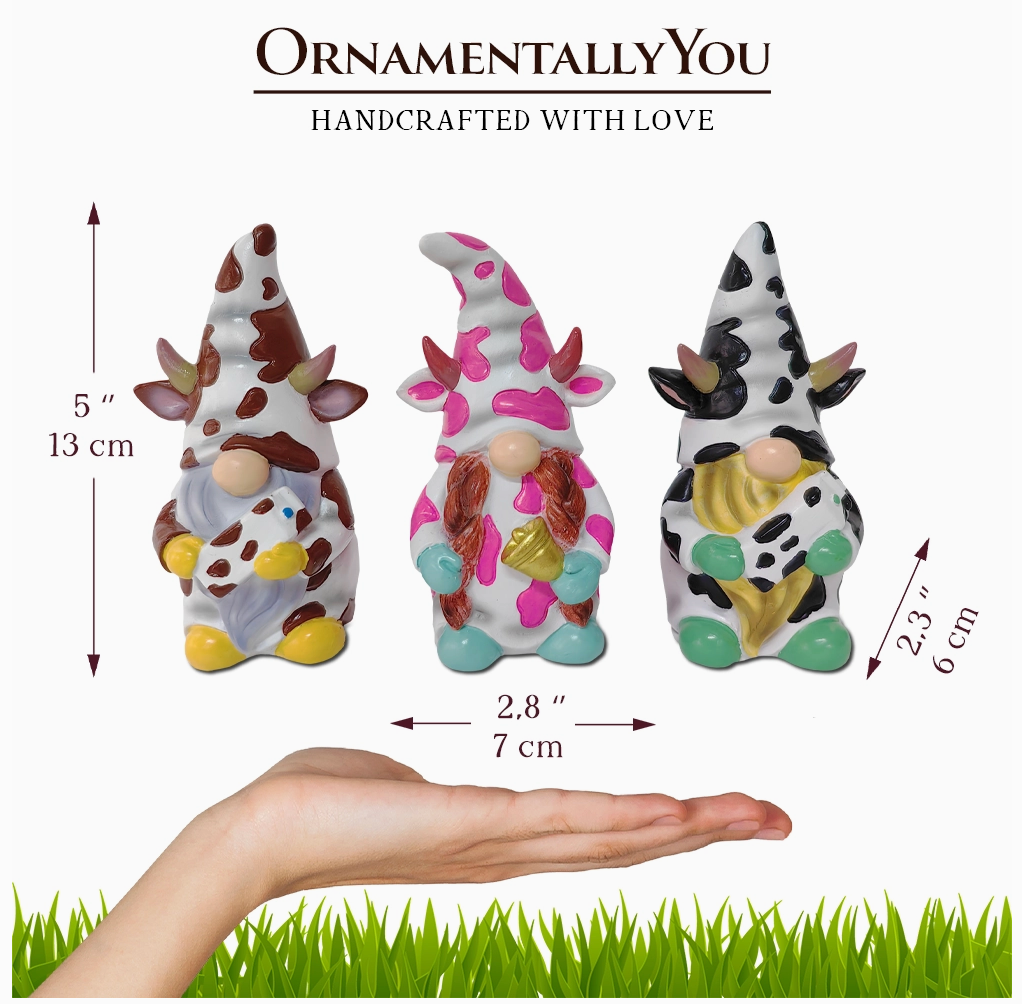 Endearing Cow Gnome Trio Mini Statue Set of Three