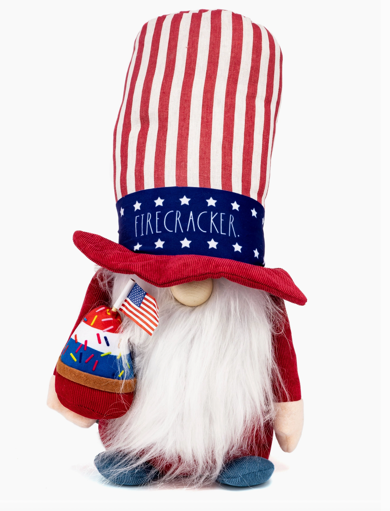 Rae Dunn Patriotic Fabric Gnome “Fire” American Decoration