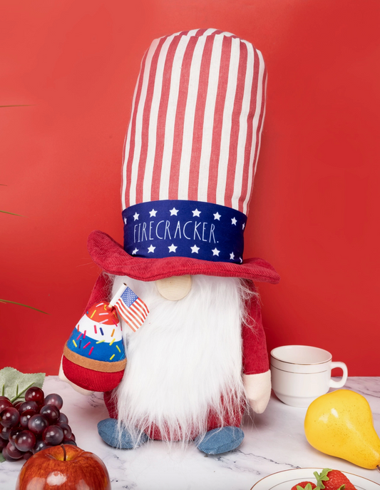 Rae Dunn Patriotic Fabric Gnome “Fire” American Decoration
