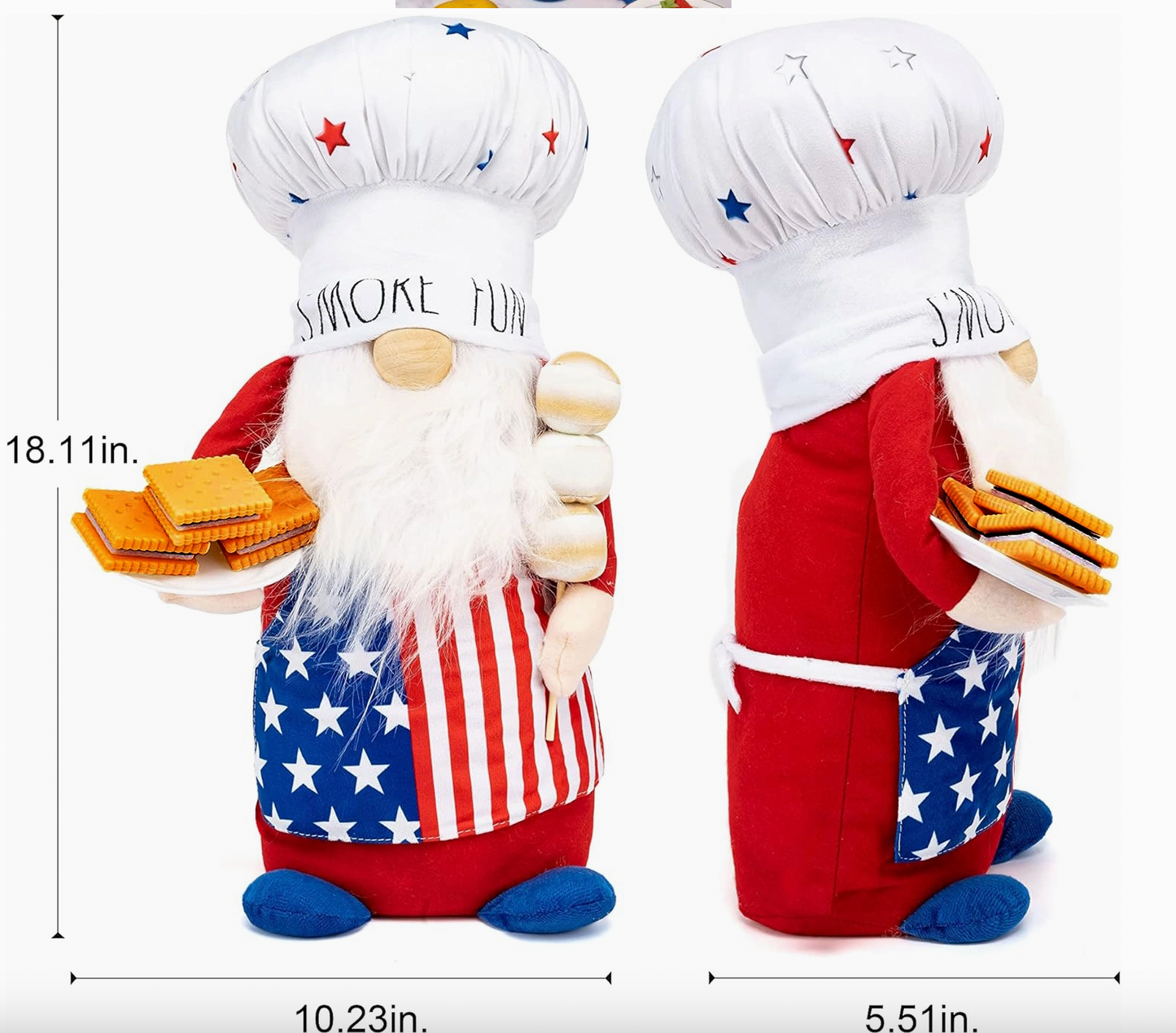 Rae Dunn “S’More Fun” White Beard 4th of July Garden Gnome