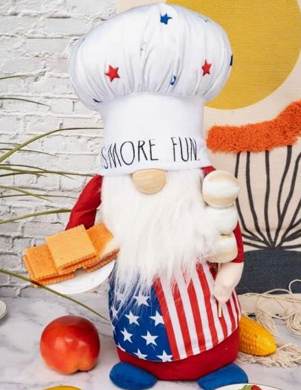 Rae Dunn “S’More Fun” White Beard 4th of July Garden Gnome