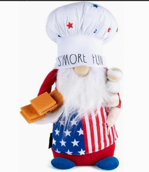 Rae Dunn “S’More Fun” White Beard 4th of July Garden Gnome