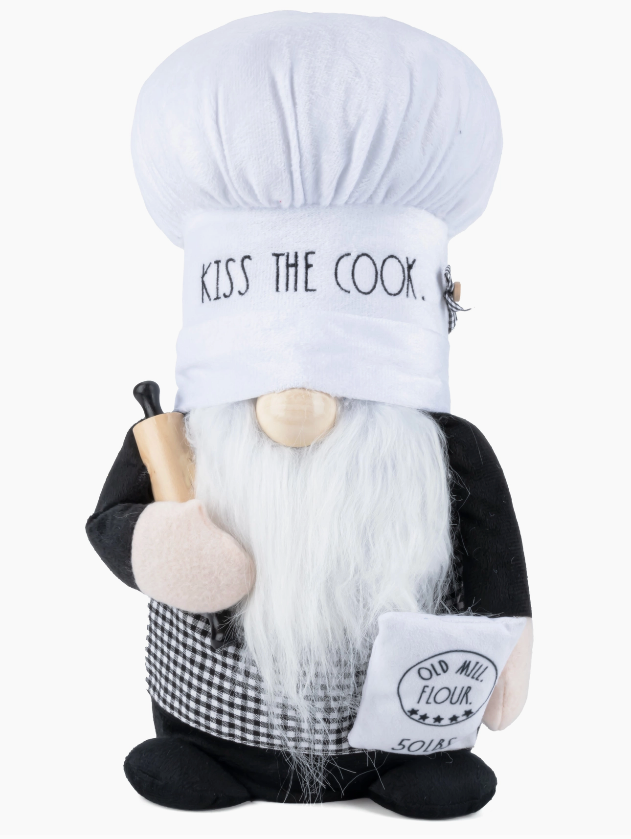 Rae Dunn “Kiss the Cook” Plush Baker Gnome with Rolling Pin