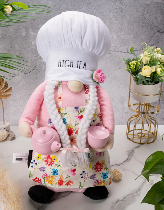 Rae Dunn “High Tea” Décor Chef Gnome with Teacup and Teapot