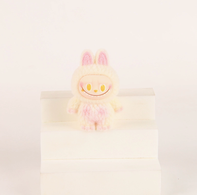 Flocked Standing Mini Labubu Figurines Colorful Collectible Desk Toys