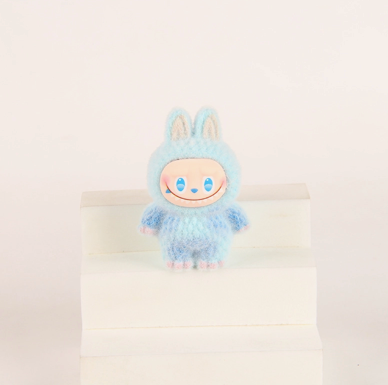 Flocked Standing Mini Labubu Figurines Colorful Collectible Desk Toys