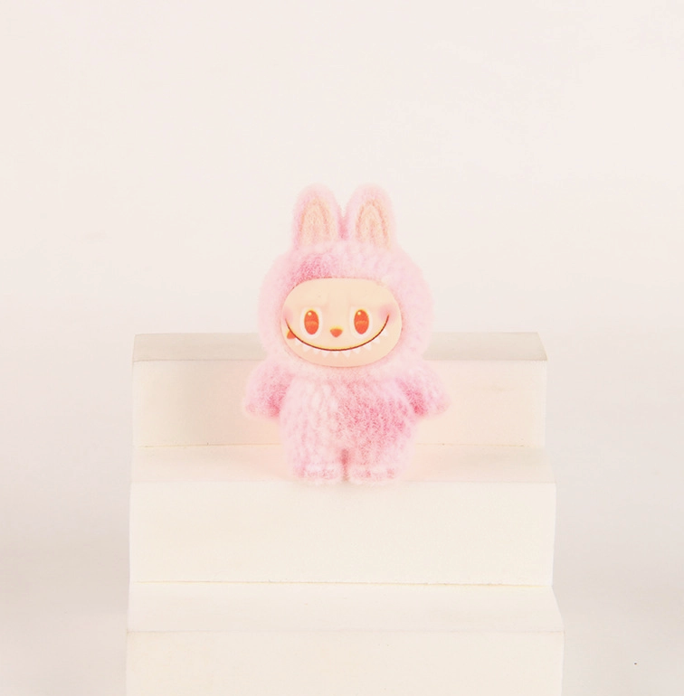 Flocked Standing Mini Labubu Figurines Colorful Collectible Desk Toys