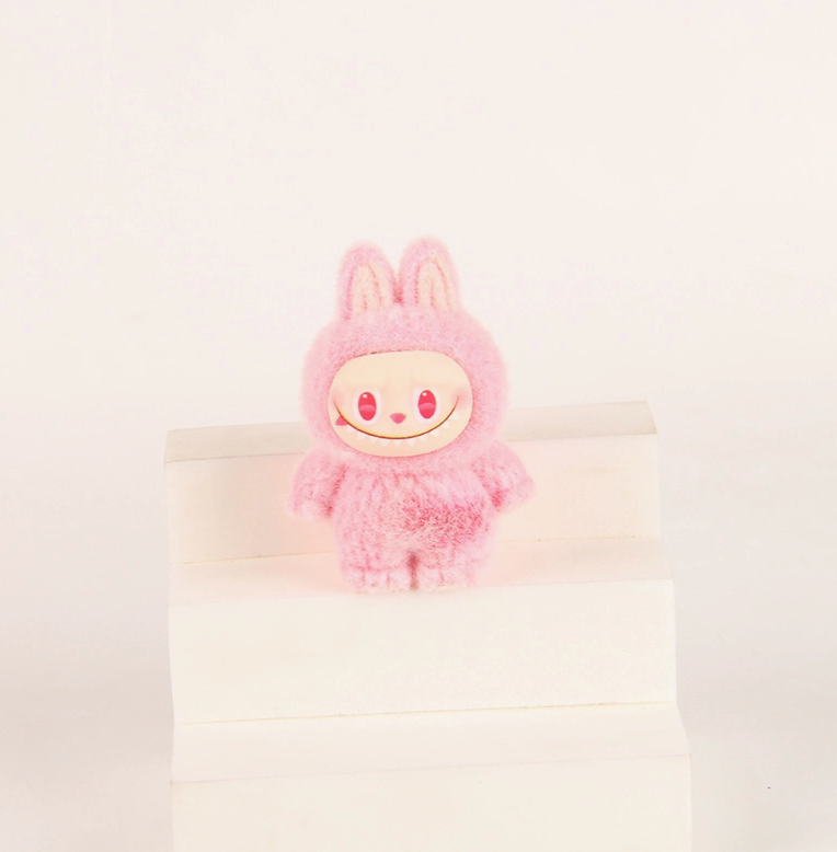 Flocked Standing Mini Labubu Figurines Colorful Collectible Desk Toys