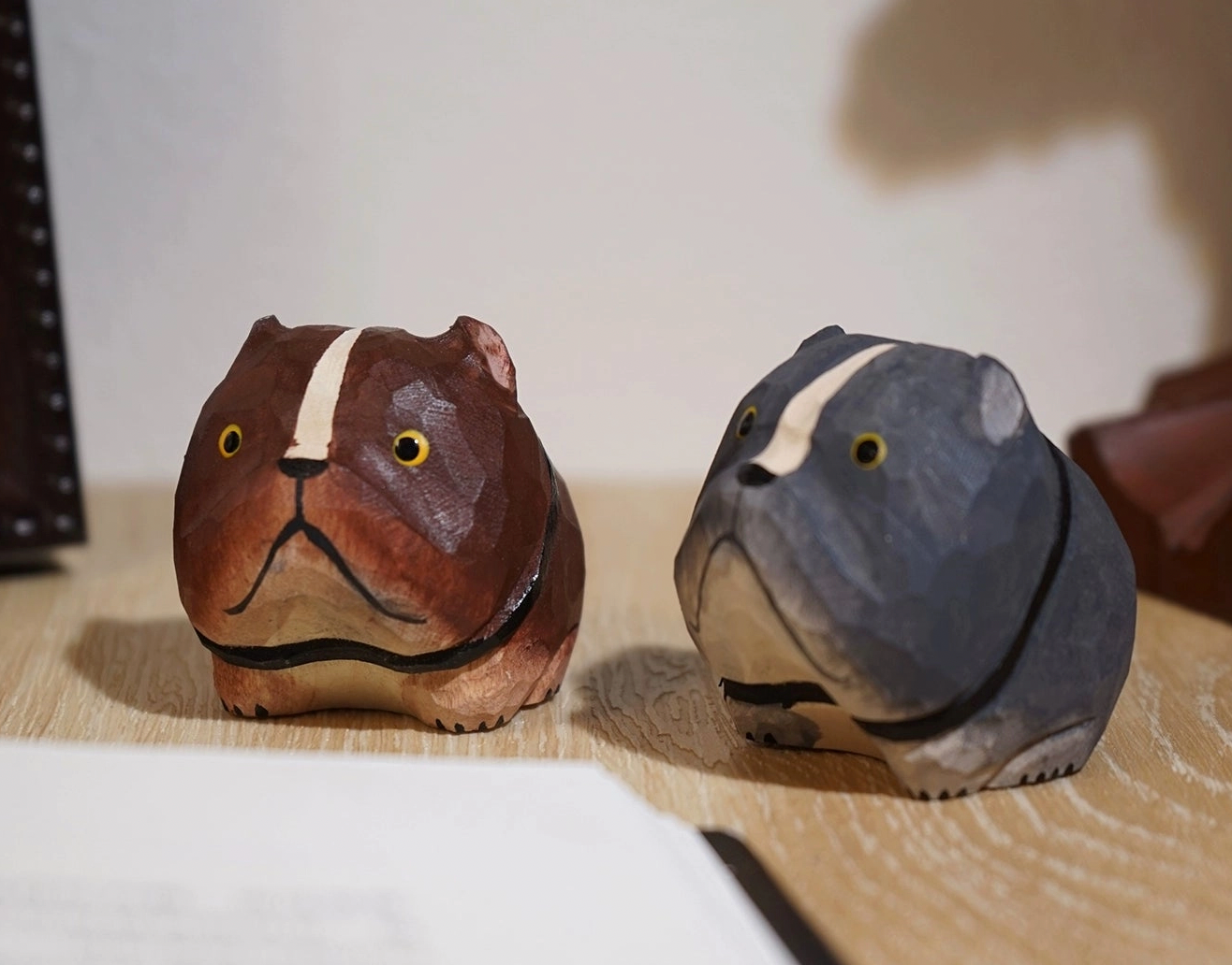 Hand Crafted Wooden Bulldog Ornaments (sold separately)