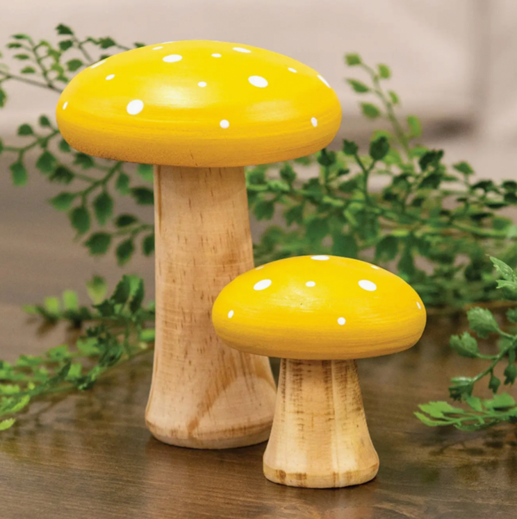 White Dotted Wood Mushrooms - 2 pc Set