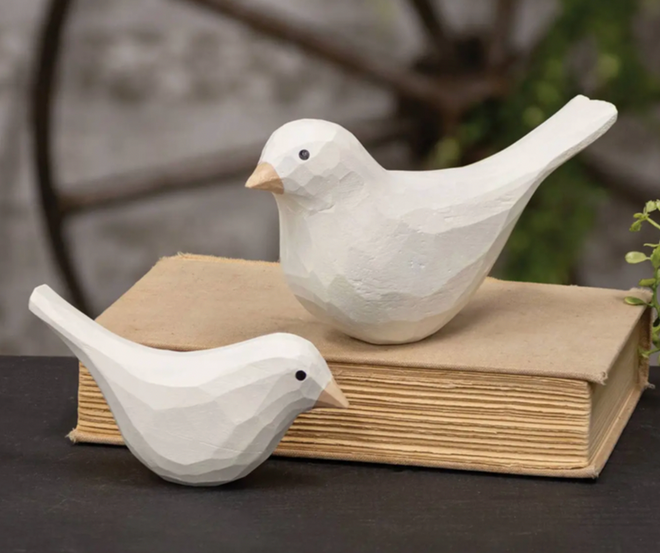 White Carved Bird Sitter (sold individually)