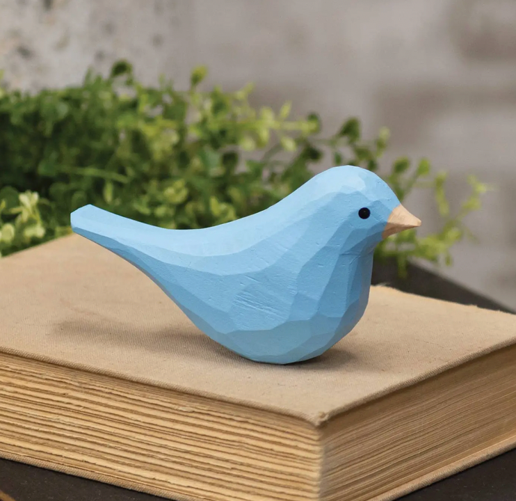 Light Blue Carved Bird Sitter (sold individually)