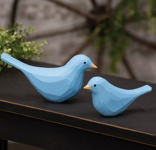 Light Blue Carved Bird Sitter (sold individually)