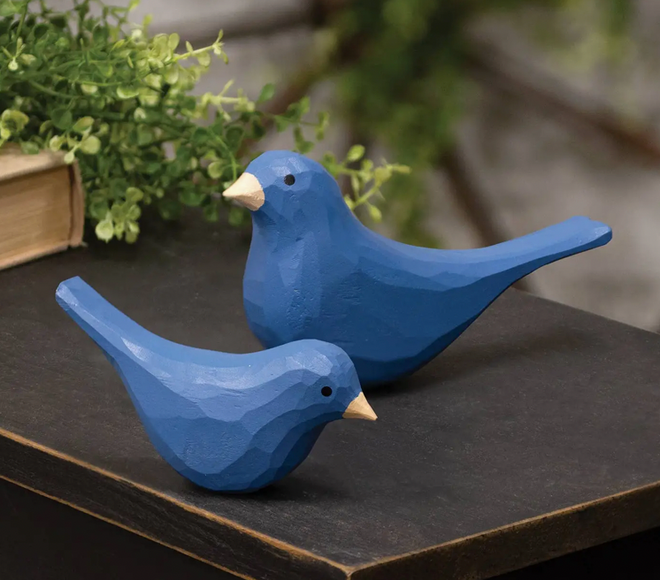 Dark Blue Carved Bird Sitter (sold individually)