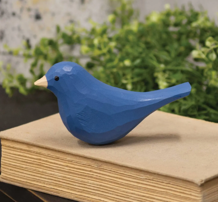 Dark Blue Carved Bird Sitter (sold individually)