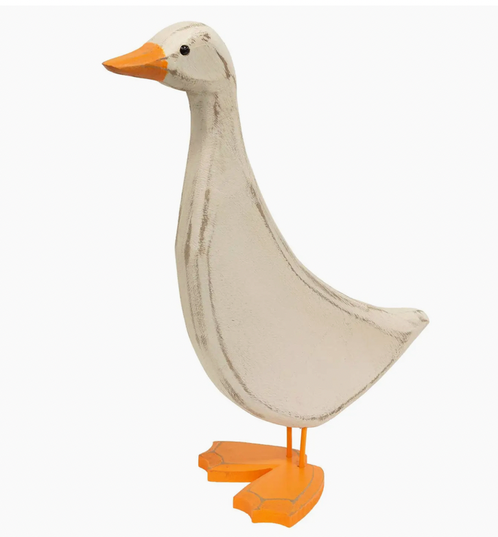 Distressed Carved Wooden Mama Duck - 13.75”H