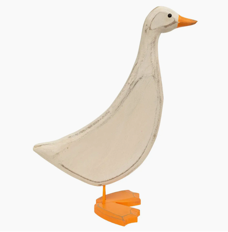 Distressed Carved Wooden Mama Duck - 13.75”H